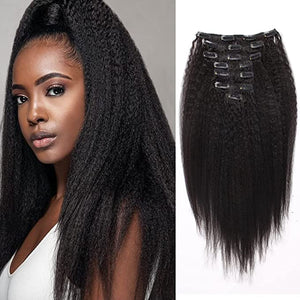 Open image in slideshow, Kinky Straight 8Pcs/set Clip-In Synthetic-Heat Resistant Hairpieces!
