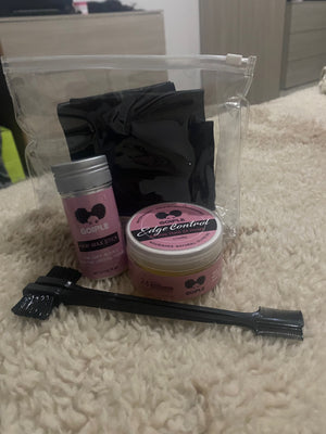 Finish The Slay! Edge Control, Wax Stick, Edge Scarf, Brush and Travel Bag!