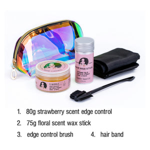 Open image in slideshow, Finish The Slay! Edge Control, Wax Stick, Edge Scarf, Brush and Travel Bag!
